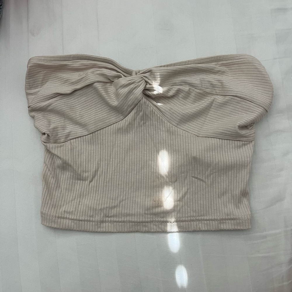 Elegant Beige Strapless Top